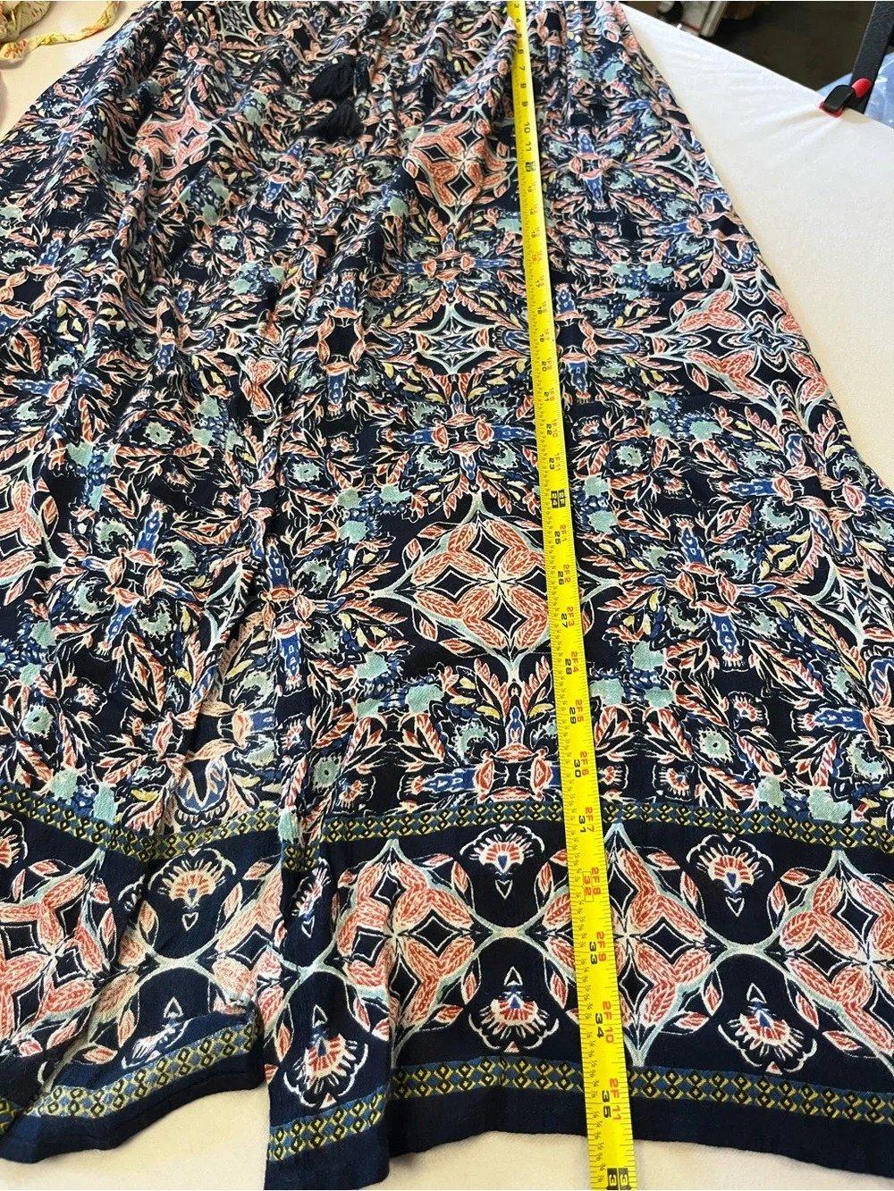 Hannah Maxi Skirt Women’s L Blue Boho Indie Paisley Lined Drawstring Waist
